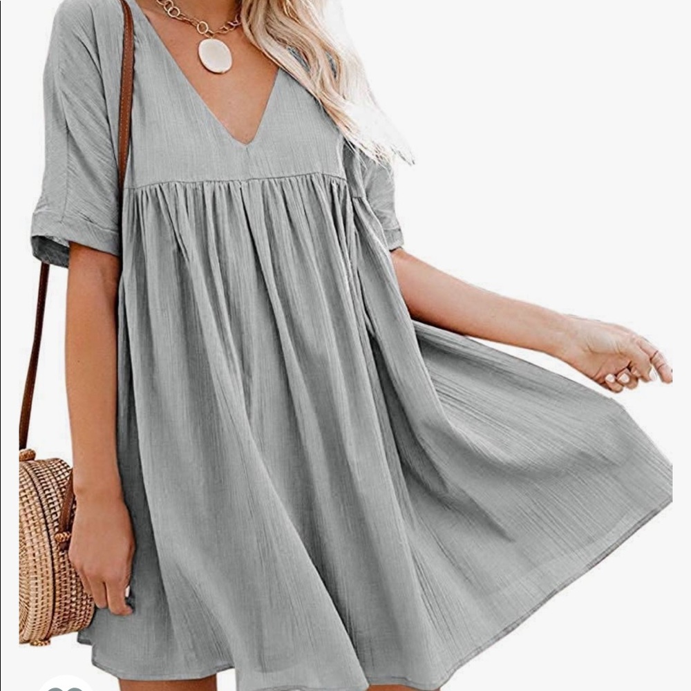 Grey babydoll mini dress